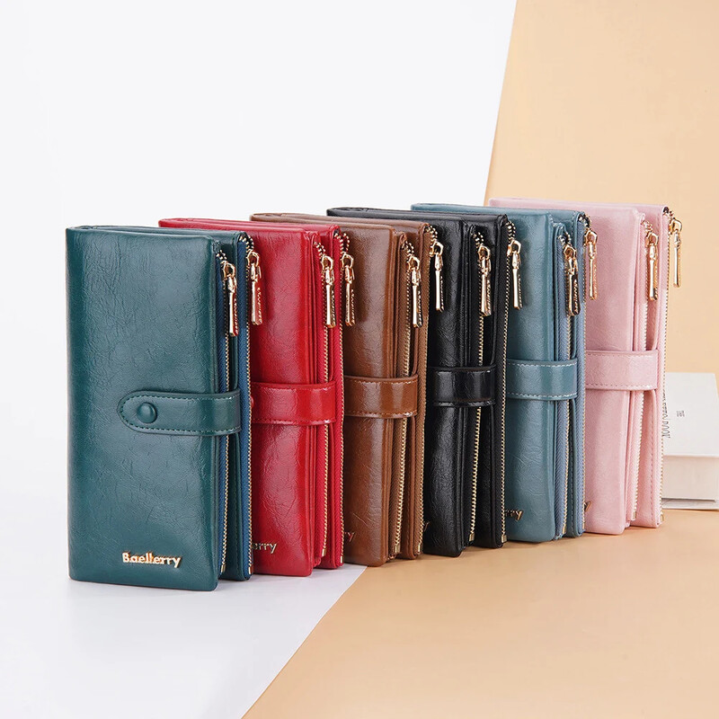 Ženski novčanik Visokokvalitetna kožna torbica s patentnim zatvaračem Torbica za kovanice velikog kapaciteta Ženski trostruki držač kartica Crveni ženski novčanici