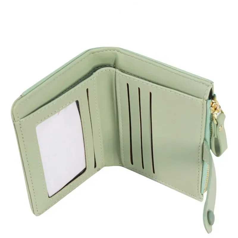 Sieviešu maks PU ādas īss rāvējslēdzējs, melns/sarkans/khaki/zils/rozā/zaļš/brūns kartes turētāja ID/foto kabatas sieviešu monētu maciņš