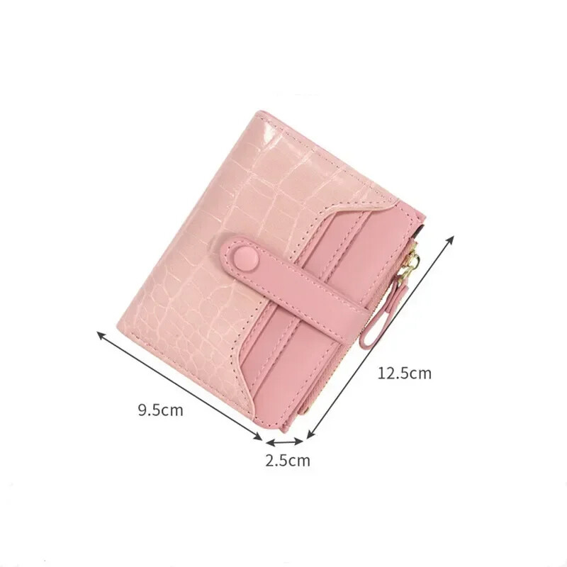 Sieviešu maks PU ādas īss rāvējslēdzējs, melns/sarkans/khaki/zils/rozā/zaļš/brūns kartes turētāja ID/foto kabatas sieviešu monētu maciņš