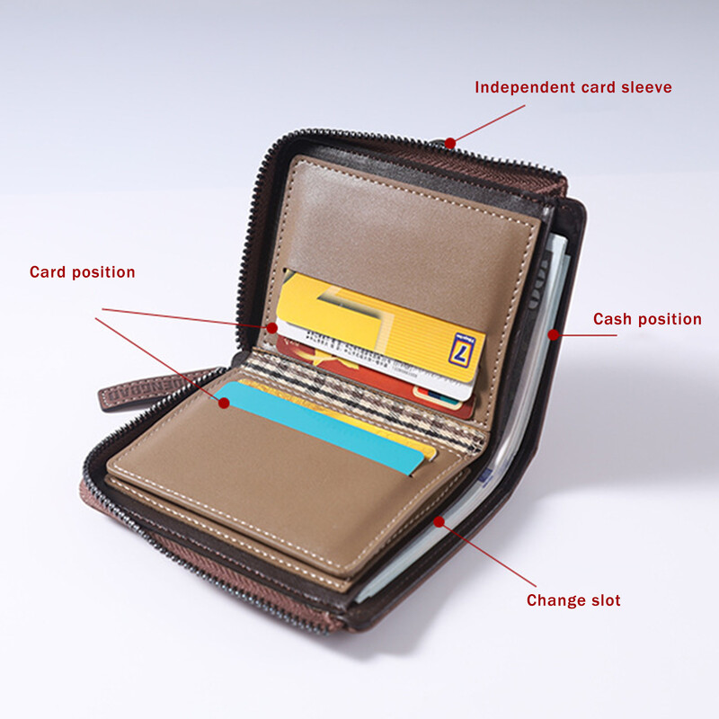 Vīriešu modes maki Ādas somiņa ar rāvējslēdzēju Vīriešu karšu turētāji Vīriešu īss vairāku kāršu maks Monētu maciņš Jaungada dāvanas
