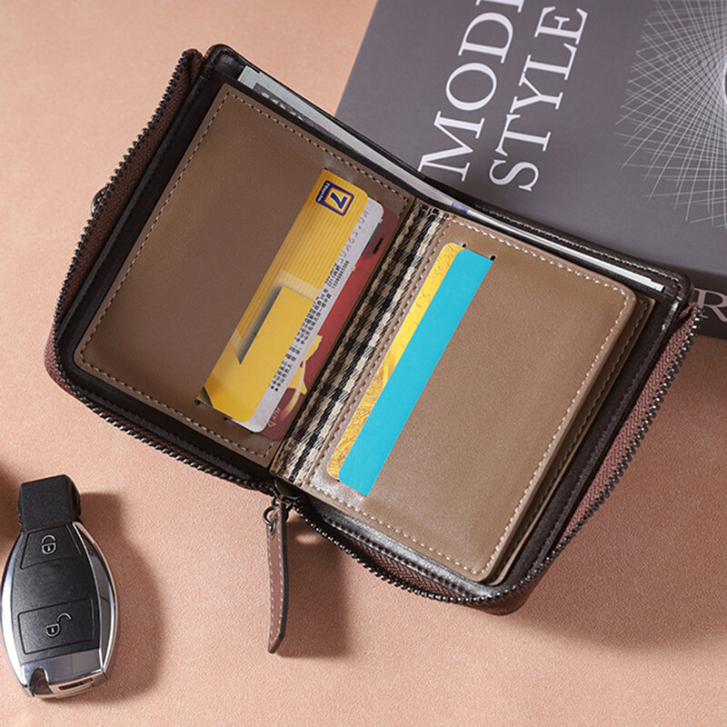 Vīriešu modes maki Ādas somiņa ar rāvējslēdzēju Vīriešu karšu turētāji Vīriešu īss vairāku kāršu maks Monētu maciņš Jaungada dāvanas