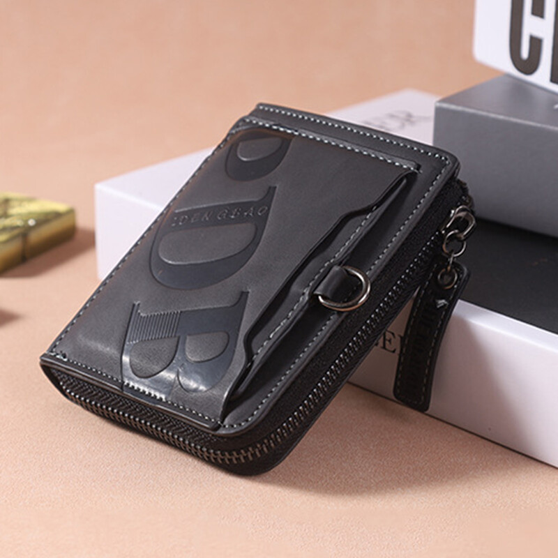 Vīriešu modes maki Ādas somiņa ar rāvējslēdzēju Vīriešu karšu turētāji Vīriešu īss vairāku kāršu maks Monētu maciņš Jaungada dāvanas