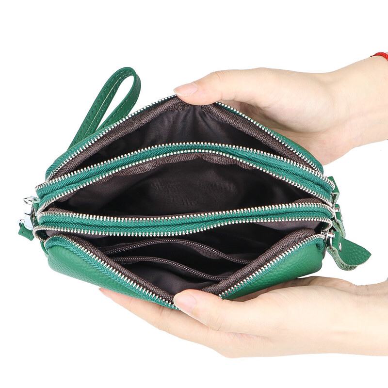 Royal Bagger valódi bőr tengelykapcsolós pénztárcák nőknek, több cipzáras mobiltelefon pénztárcák, hordozható karkötőtáska 1731