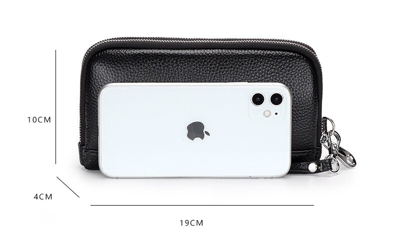 Značkové dámske peňaženky z pravej kože, dlhá peňaženka na zips, veľká kapacita, dámska spojková kabelka, luxusná hovädzia kožená kabelka, kabelka na telefón