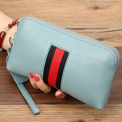 100%-ban valódi bőr női kuplungtáska pénztárca telefonhoz Alkalmi estélyi táska Női pénztárca tasak Női kártyatartó uniszex