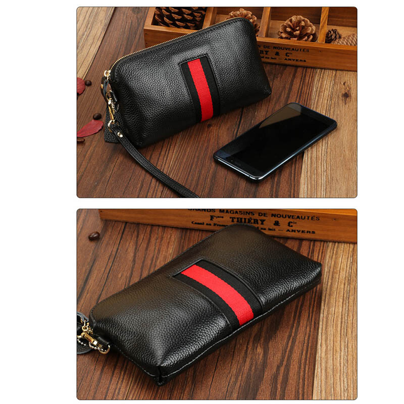 100%-ban valódi bőr női kuplungtáska pénztárca telefonhoz Alkalmi estélyi táska Női pénztárca tasak Női kártyatartó uniszex