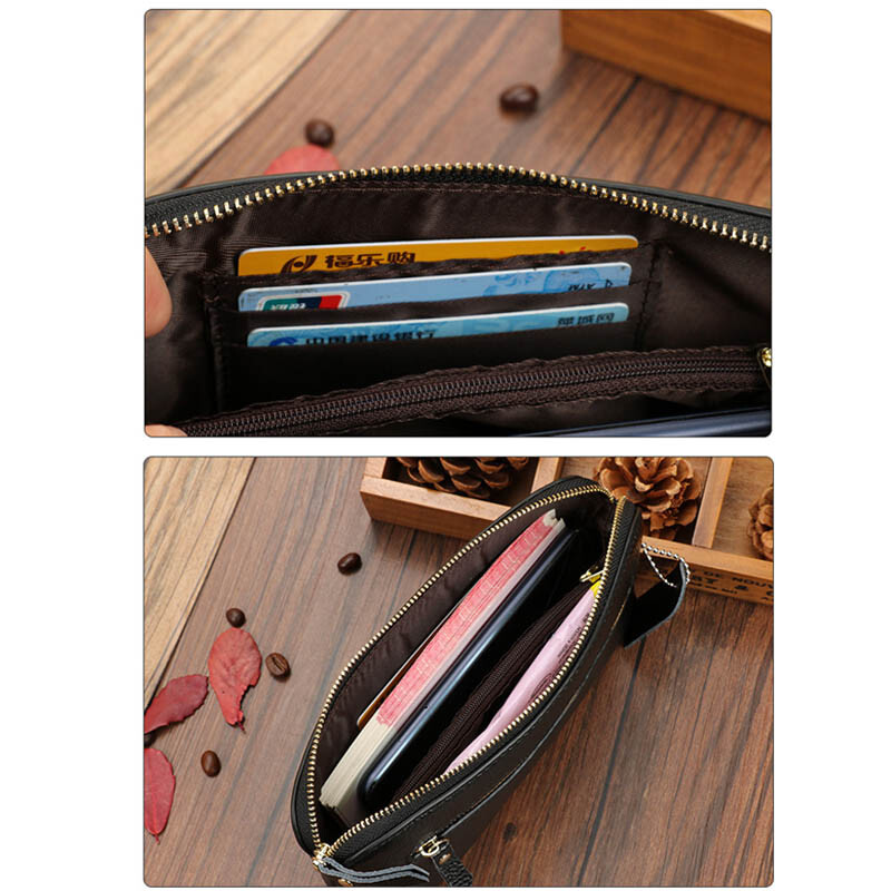 100%-ban valódi bőr női kuplungtáska pénztárca telefonhoz Alkalmi estélyi táska Női pénztárca tasak Női kártyatartó uniszex