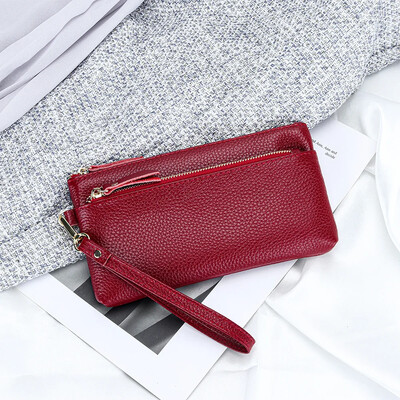 Πορτοφόλι Wristlet Clutch Πορτοφόλι Μαλακό Δερμάτινο Μακρύ Τσάντα Καρπού με πολλές τσέπες Φορητή θήκη για κέρματα κινητού τηλεφώνου για γυναίκες με λουράκι καρπού