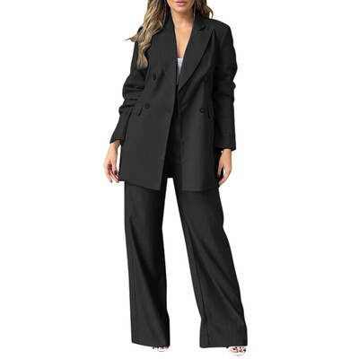 ZANZEA női elegáns 2 részes blézer öltönyök divatos csúcsos hajtókás blézer szettek magas derekú nadrág 2db ruhák irodai női nadrág szettek