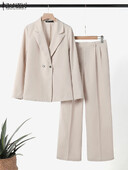 ZANZEA korejski modni sakoi, 2 komada odijela, jednobojni ženski elegantni kompleti hlača, hlače, sakoi, odijela za putovanje na posao