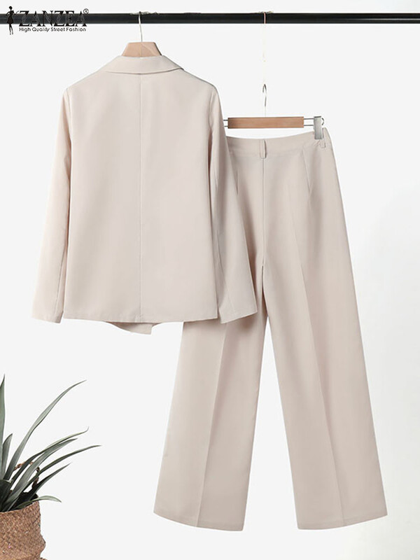 ZANZEA korejski modni sakoi, 2 komada odijela, jednobojni ženski elegantni kompleti hlača, hlače, sakoi, odijela za putovanje na posao