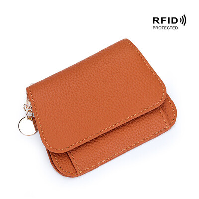 X2218 Trapéz Eredeti Első rétegű tehénbőr Mini Hasp érmetáska Női pénztárca Kis hátsó cipzáras Kártya zseb Kulcstartó Pénztárca