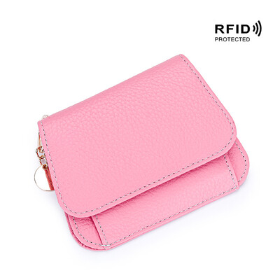 X2218 Trapéz Eredeti Első rétegű tehénbőr Mini Hasp érmetáska Női pénztárca Kis hátsó cipzáras Kártya zseb Kulcstartó Pénztárca