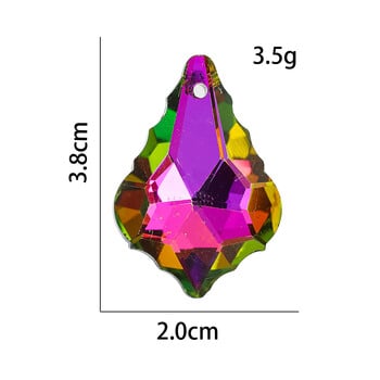 5PC 38mm Streamer Rainbow Maple Leaf Faceted Prism Glass Crystal Chandelier Garland Curtain Parts Aurora Suncatcher Jewelry Beads