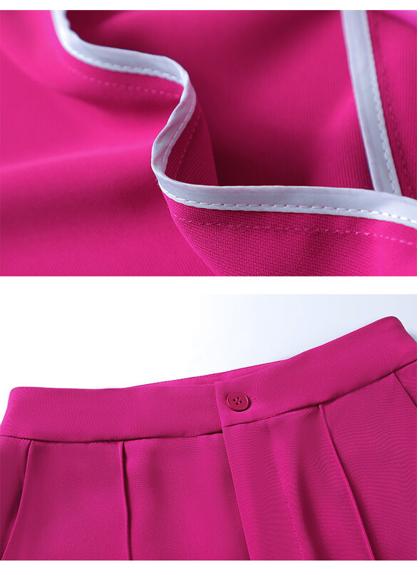 Fukszia női öltöny szettek Nyári vékony, rövid ujjú dzseki formális munkanadrág 2 részes irodai ruhák 2024 együttesek pantalonok