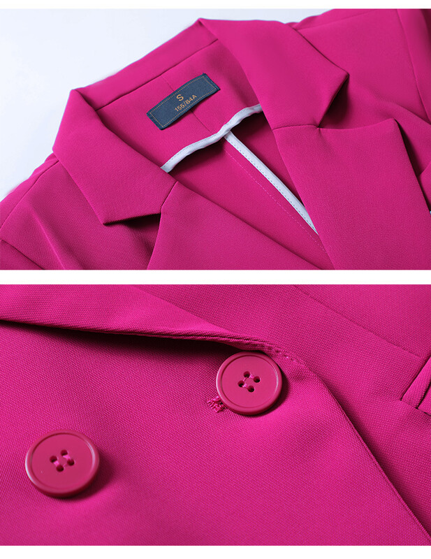 Fukszia női öltöny szettek Nyári vékony, rövid ujjú dzseki formális munkanadrág 2 részes irodai ruhák 2024 együttesek pantalonok