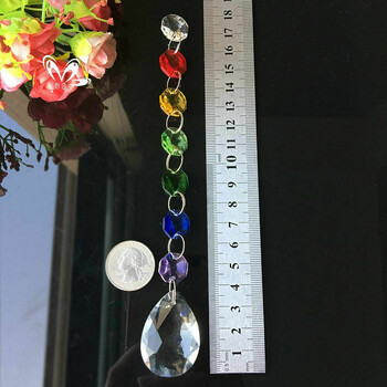 1PC Chakra Rainbow Crystal Prisms Sun Catcher Рейки Висулка Част от полилей Фън Шуй Кристална гирлянда Каскада Домашен висящ декор