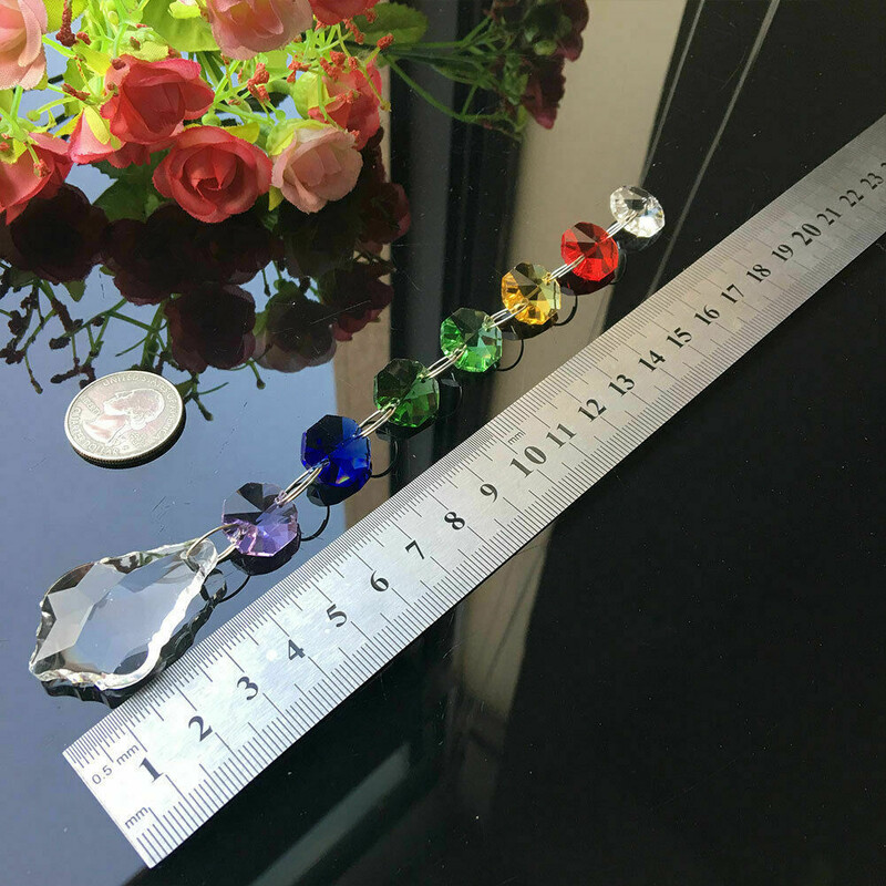 1vnt čakros vaivorykštės krištolinės prizmės saulės gaudyklė Reiki pakabukas liustra dalis Feng shui krištolo girliandos kaskados kabantis namų dekoras