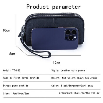 Портфейл за китка с голям капацитет, чанта за мобилен телефон, дамска кожена чанта, чанта с троен цип, портмоне за телефон