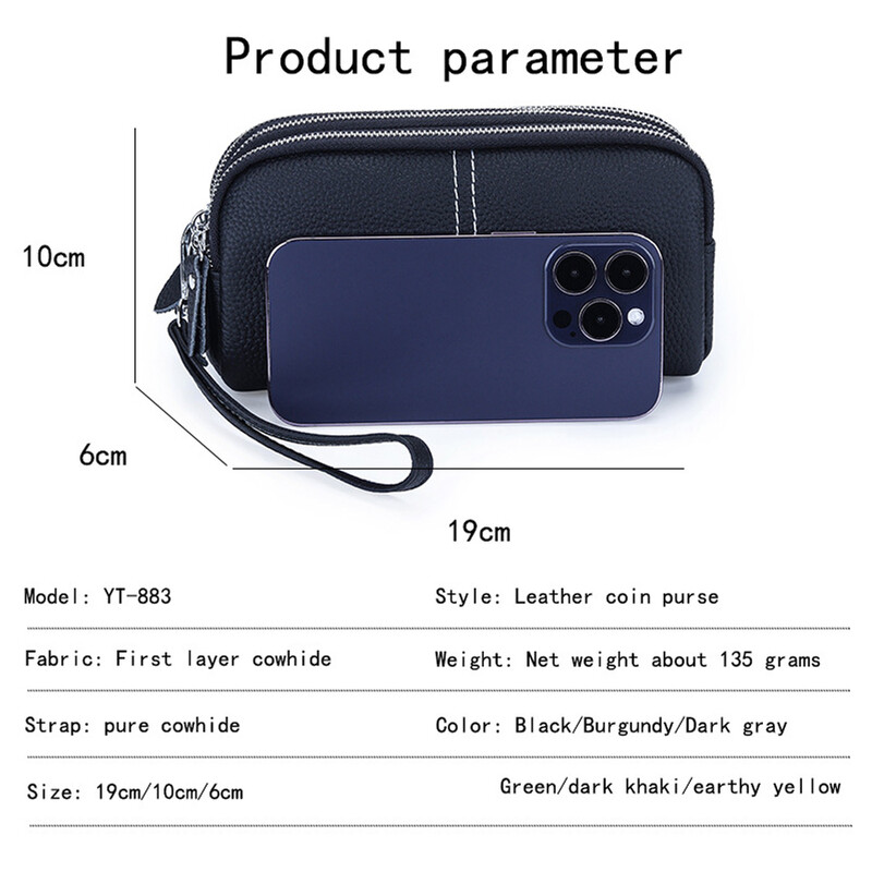 Novčanik s narukvicom velikog kapaciteta Torbica za mobilni telefon Ženska kožna ručna torbica Torbica za telefon s trostrukim patentnim zatvaračem