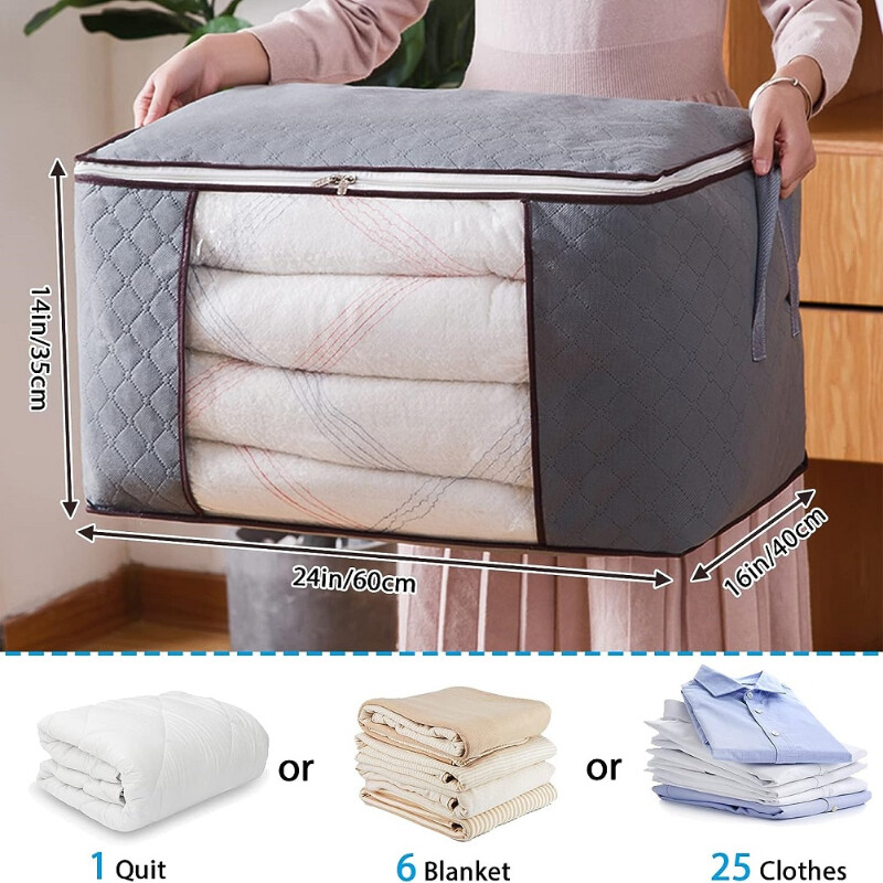 Sklopive poplune Vreće za pohranu Otporan na prašinu Garderoba Deka za odjeću, Organizator jastuka s prozirnim prozorom Ojačana ručka od debele tkanine