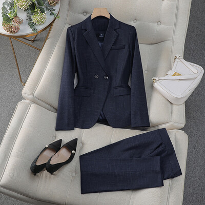 Deep Purple Blazer Hlače Ženski kompleti odijela Jakna dugih rukava Blazer Ležerno uredsko žensko odijelo s hlačama za posao ili ceremoniju