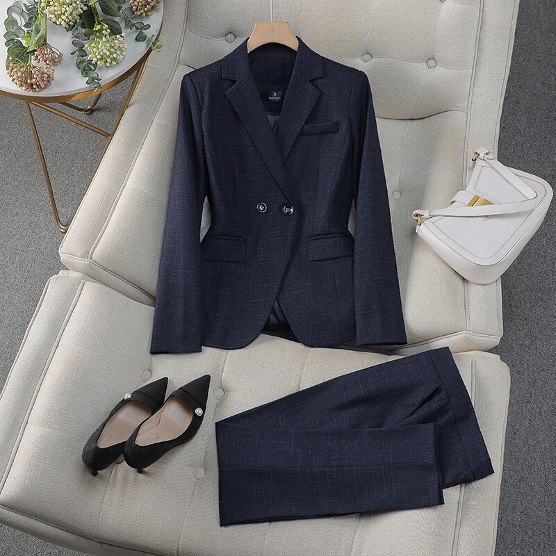 Deep Purple Blazer Hlače Ženski kompleti odijela Jakna dugih rukava Blazer Ležerno uredsko žensko odijelo s hlačama za posao ili ceremoniju