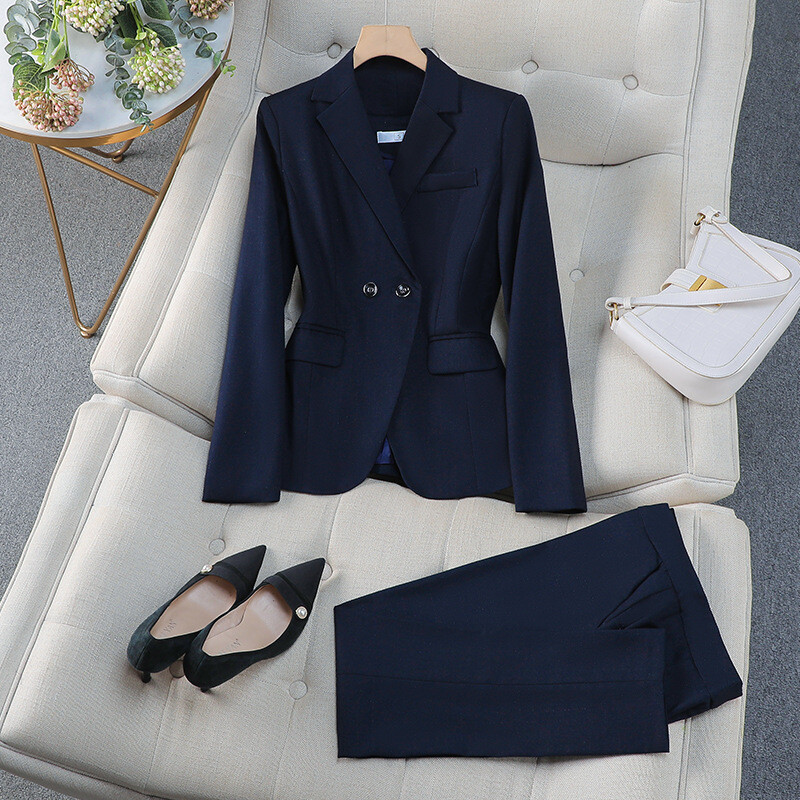 Deep Purple Blazer Hlače Ženski kompleti odijela Jakna dugih rukava Blazer Ležerno uredsko žensko odijelo s hlačama za posao ili ceremoniju