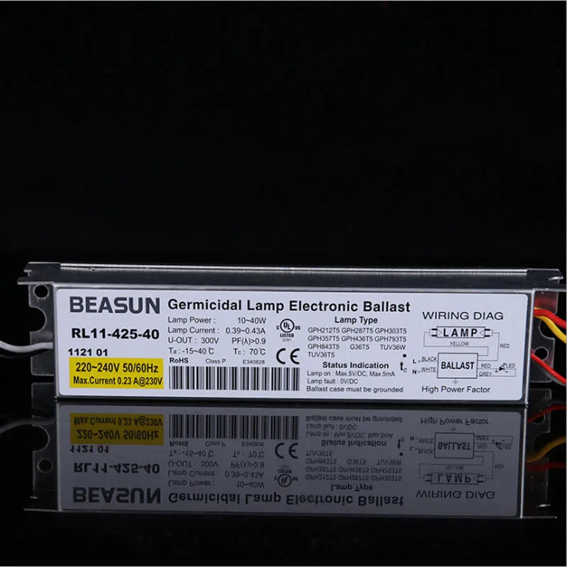 UV dezinfekavimo lempa elektroninis balastas 10-41W universalus tipas RL11-425-40 YL1-425-40, skirtas 21-40W ultravioletiniam vamzdžiui