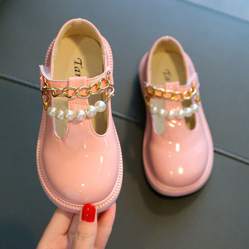 Pantofi din piele pentru copii 2024, primăvară și toamnă, stil nou de modă, pantofi plati pentru copii mari, pantofi negri pentru fete, prințesă, pantofi la modă