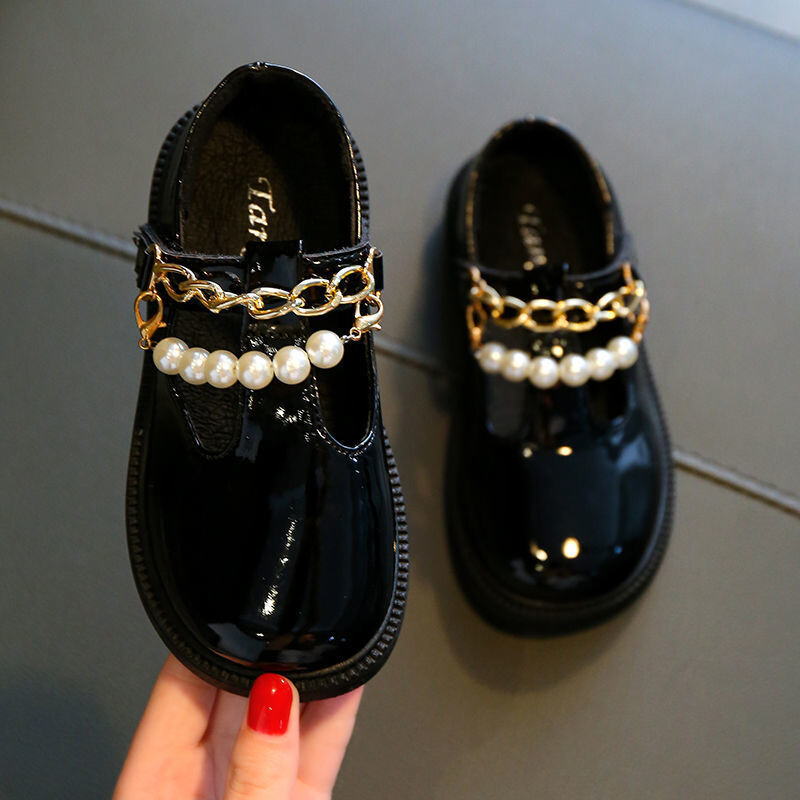 Pantofi din piele pentru copii 2024, primăvară și toamnă, stil nou de modă, pantofi plati pentru copii mari, pantofi negri pentru fete, prințesă, pantofi la modă