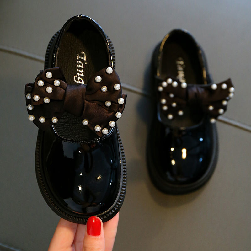 Pantofi din piele pentru copii 2024, primăvară și toamnă, stil nou de modă, pantofi plati pentru copii mari, pantofi negri pentru fete, prințesă, pantofi la modă