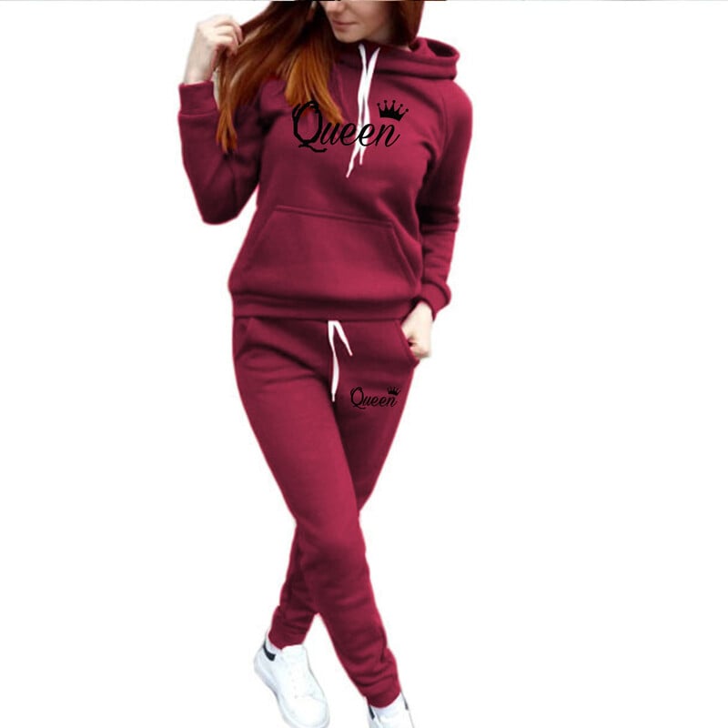 Autumn and winter sports and leisure women`s hoodie two-piece set