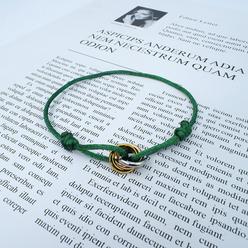 Határokon átnyúló legkelendőbb háromgyűrűs piros kötél karkötő pároknak, könnyű luxus résbe fonott karkötő, egyszerű férfi ékszerek