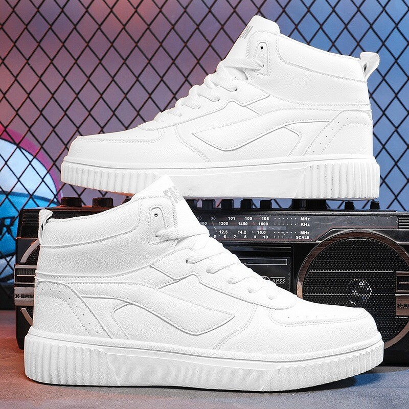  augstas vīriešu apavi rudens augstākās klases universālas ikdienas kedas jaunatnes sporta palielinātas augstas mazas baltas modernas kurpes