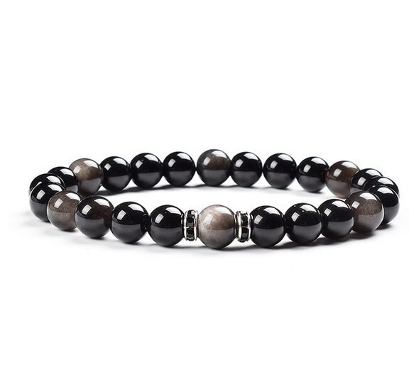 8mm Crno zlato Obsidijan Spacer Tigrovo oko Narukvica s Buddha perlama Poklon za muškarce i žene Narukvice Prekogranična dostava Narukvica s Buddha perlama