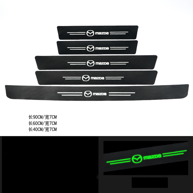 Autó küszöbfénycsík, lépésgátló ajtóvédő szalag, szénszálas mintás bőrmatrica, karcolás- és ütközésgátló védőbetét