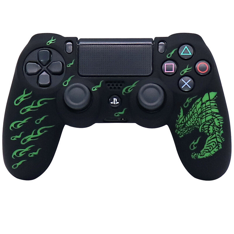 PS4 Game Controller Silicone Protective Cover ps4 Monster Hunter Laser Engraving Handle Cover Laser Engraving Protective Soft Rubber Cover Accessories