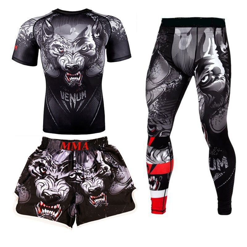 Harisnyák Edzésruha Muay Thai Fighting Sanda Vegyes Harcművészet Kopásgátló Kompressziós Nadrág Hosszú ujjú Gyorsan száradó edzőtermi ruhák