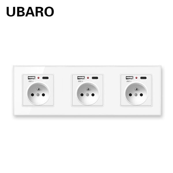 Shenzhen Vanjska trgovina Tip 258 Francuska standardna zidna utičnica skrivena 16A ploča od kaljenog stakla USB za kućanstvo 