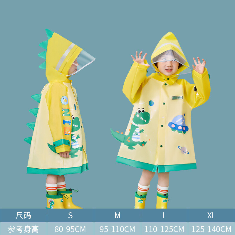 koku bērnu lietusmētelis zēniem un meitenēm ūdensizturīgs pončo lietus necaurlaidīgs apģērbs bērnudārza mazulim ar skolas somu mazā dinozaura kostīms
