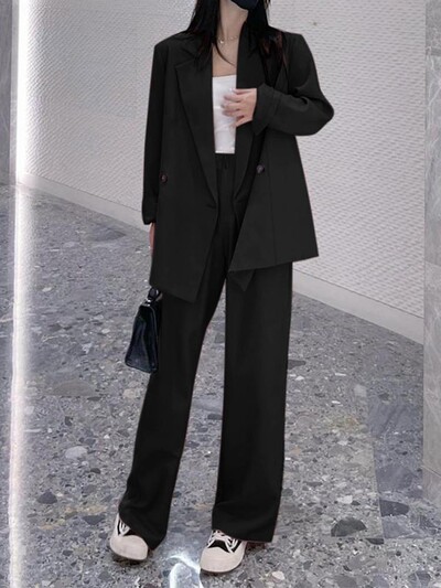 Ținute pentru femei Îmbrăcăminte de lucru supradimensionate Seturi de costume ZANZEA Office Lady 2BUC Seturi formale Blazer cu mâneci lungi și pantaloni de costum