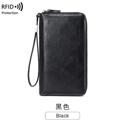 Γυναικείο μακρύ πορτοφόλι RFID Blocking PU Δερμάτινη κάρτα θήκη Συμπλέκτης Πορτοφόλι νομισμάτων Θηλυκό πορτοφόλι Θήκη κάρτας Lady Vintage Clutch