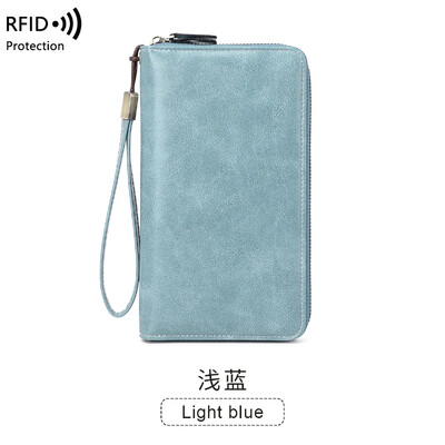 Γυναικείο μακρύ πορτοφόλι RFID Blocking PU Δερμάτινη κάρτα θήκη Συμπλέκτης Πορτοφόλι νομισμάτων Θηλυκό πορτοφόλι Θήκη κάρτας Lady Vintage Clutch