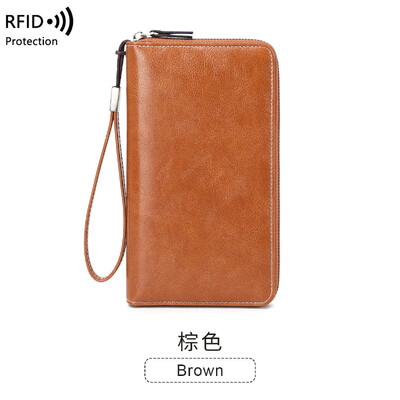 Γυναικείο μακρύ πορτοφόλι RFID Blocking PU Δερμάτινη κάρτα θήκη Συμπλέκτης Πορτοφόλι νομισμάτων Θηλυκό πορτοφόλι Θήκη κάρτας Lady Vintage Clutch