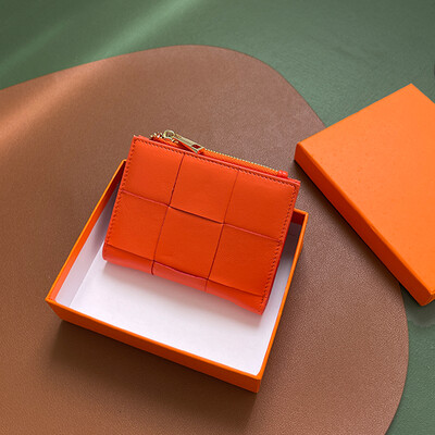 Portofel scurt pentru femei, țesute la modă, din piele naturală, portmoneu funcțional, pliabil, genți pentru bani, pentru femei șic, mici, suporturi de carduri multiple