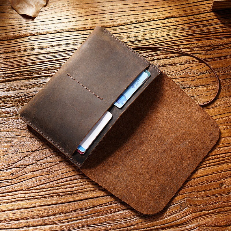 Torba za putovnicu i mapa za osobne iskaznice za muškarce Žene Minimalistički držač za kartice od 100% kože Novčanik Vintage Organizator za gotovinu Clutch Torbica Preklopnik