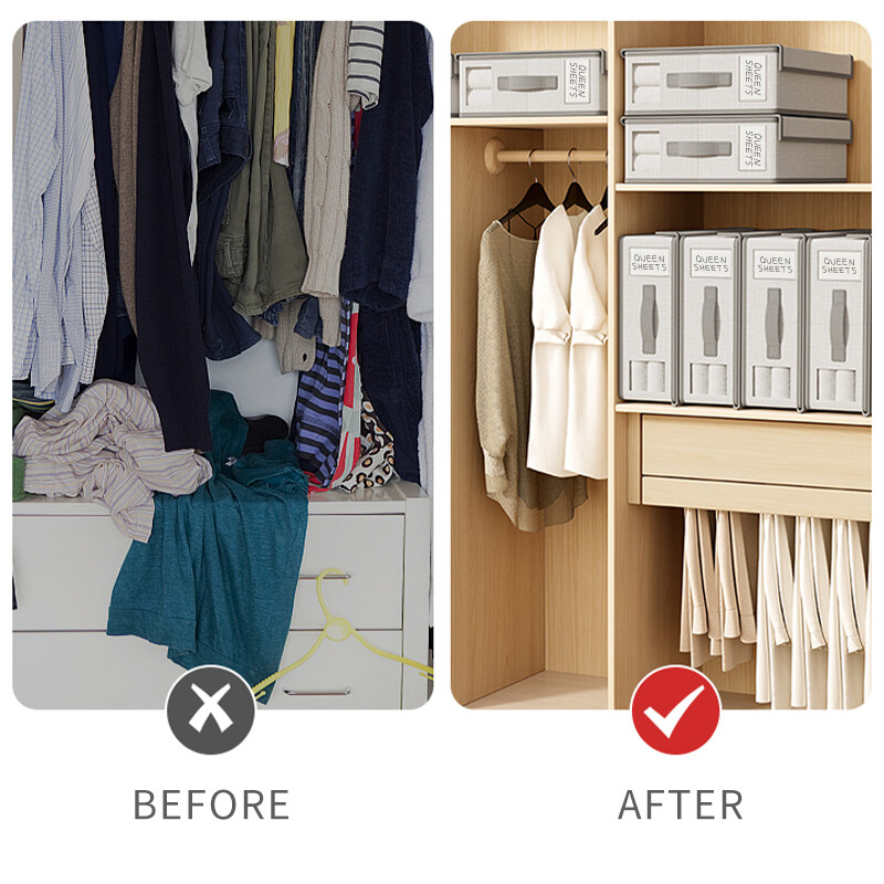 2024 új lepedő tároló doboz, nem szőtt szövetből készült 4 részes rendszerező szekrény takaró paplanhuzat nagy kapacitású szerveződoboz