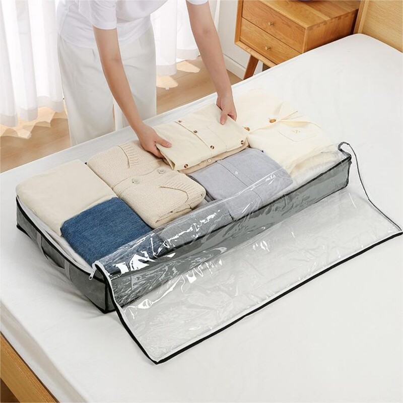 Ágyalsó tárolótáska nagy kapacitású összecsukható átlátszó szekrény paplan csomagoló táska rendszerezők szobaruha-rendezőhöz