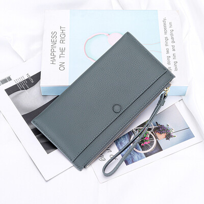 Dugački ženski novčanik od kravlje kože, veliki kapacitet, omotnica od prave goveđe kože, tanka torbica za telefon, modna torbica s patentnim zatvaračem